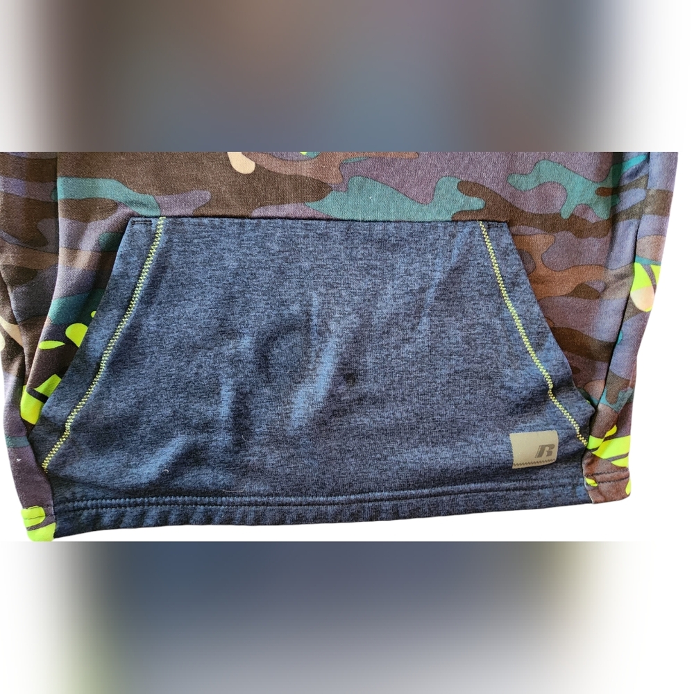 Russell Boys Camo Tech Pullover Fleece Hoodie Size L 10/12 - Picture 8 of 10